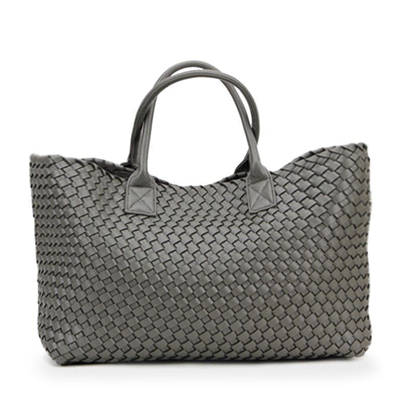 Woven Handbags Imitation Sheepskin Shoulder Bag Large Bucket Bag Women Leather