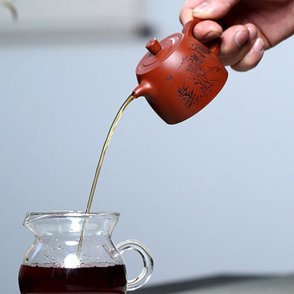 90ml 4" Chinese Yixing Purple Clay Teapots Raw Ore Dahongpao Filter Tea Pot Gift