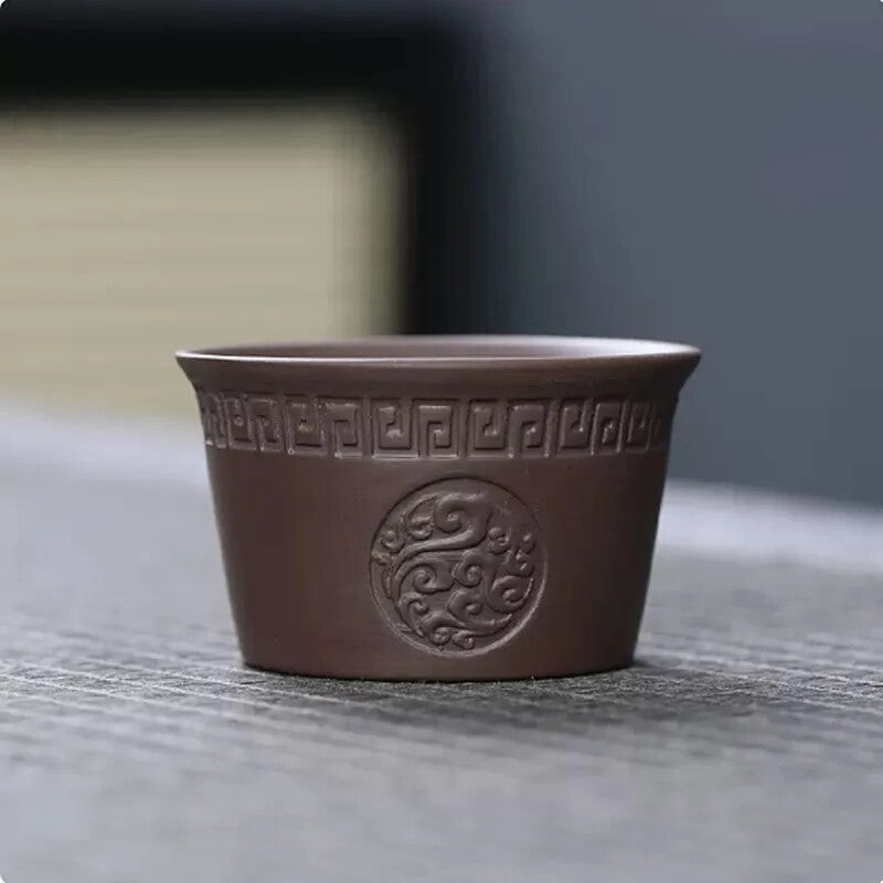 Chinese Hand Carving Purple Clay Teacup Tea Bowl Cup Traditional Zisha Tea Cup