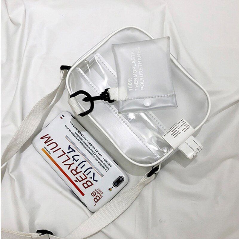 Transparent Bag Crossbody Small Phone Bag Shoulder Handbag Card Purse 19*15 CM