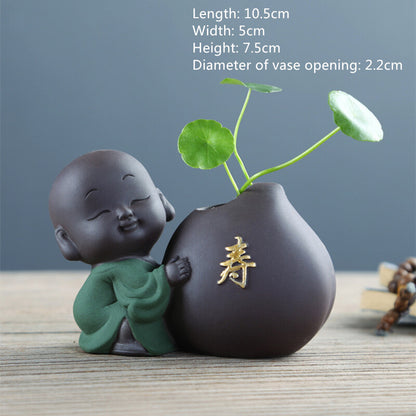 One Piece House Warming Gift Yixing Zisha Vase Small Tea Pet Little Kid Monk New
