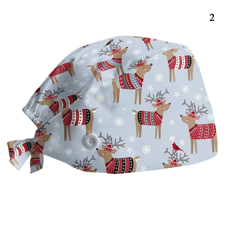 Printed Surgical Cap Adjustable Nurse Cap Baotou Cap Surgical Cap Christmas Hat
