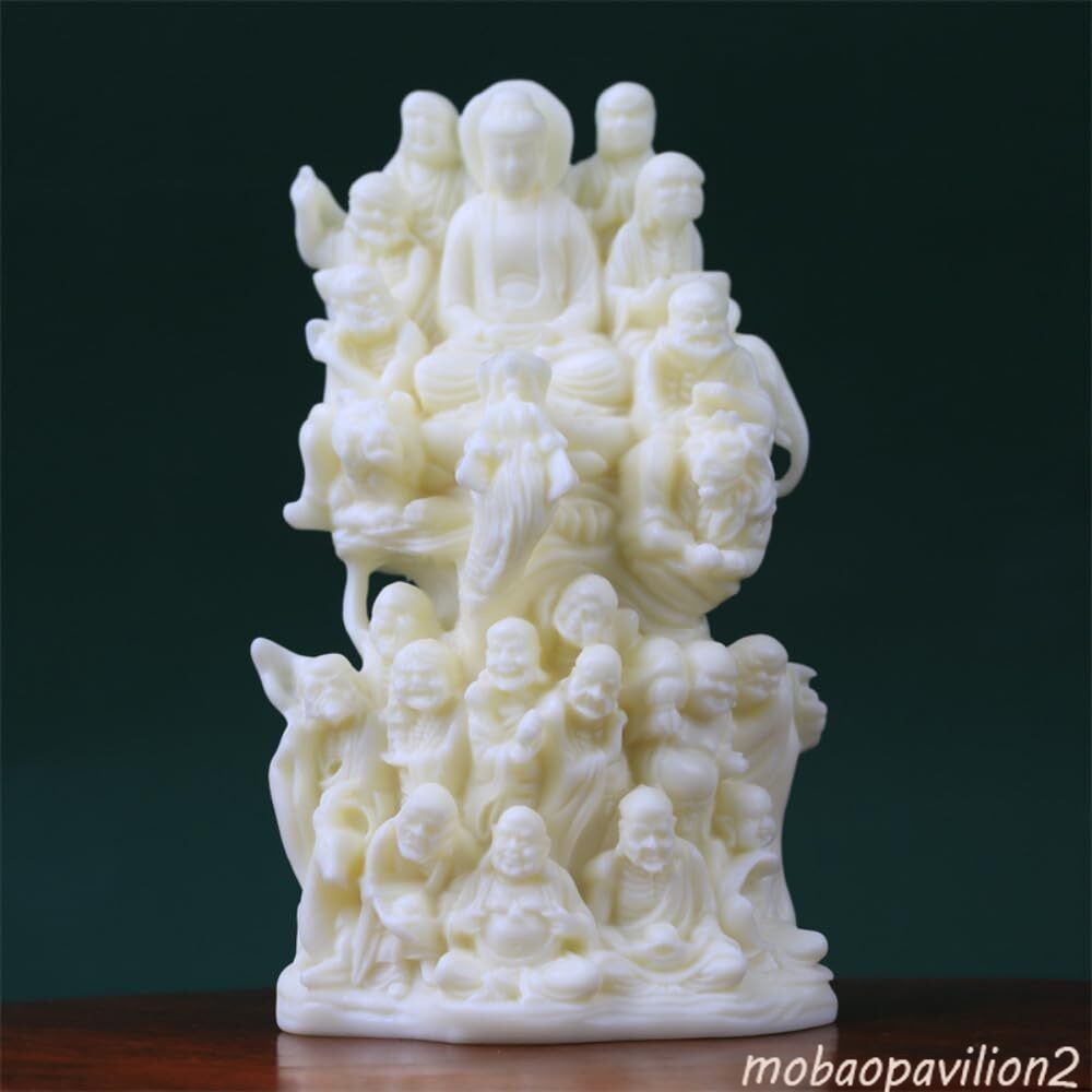 15cm 18 Arhat Buddha Carvings Temple Hall Worship Carving Crafts Collectible