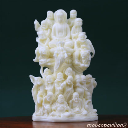15cm 18 Arhat Buddha Carvings Temple Hall Worship Carving Crafts Collectible
