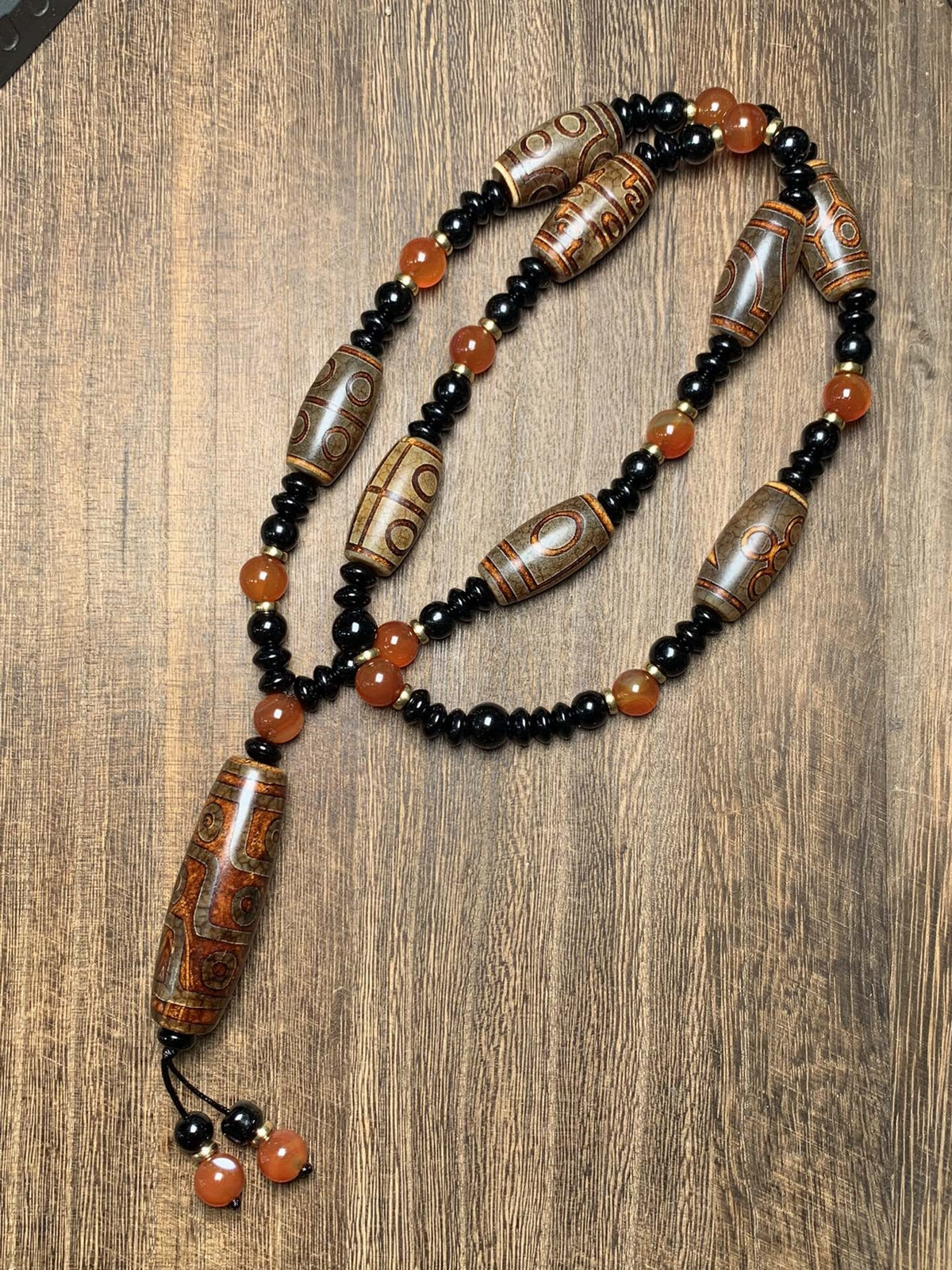Collection Tibetan Style Old Agate Three~Nice Eyes Dzi Bead Amulet Pendant 2