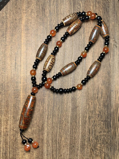 Collection Tibetan Style Old Agate Three~Nice Eyes Dzi Bead Amulet Pendant 2