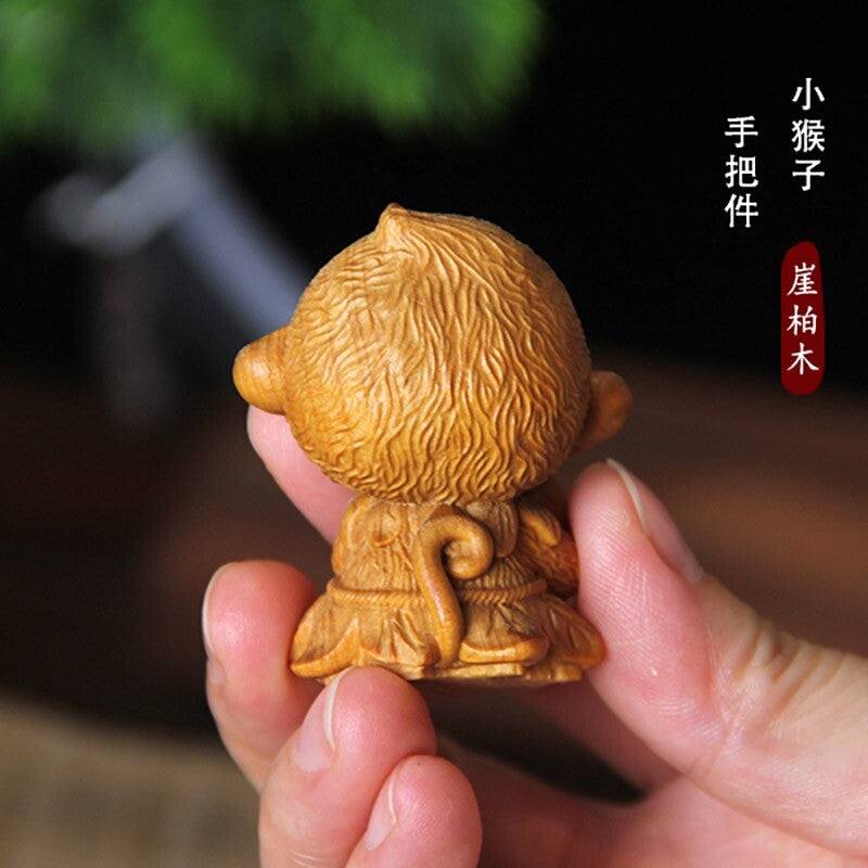 Wood Zodiac Monkey Decoration Solid Wood Small Monkey Wood Carving