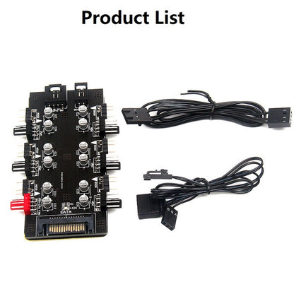 SATA 1 To 6 Way PWM /ARGB Device Expander 4-Pin Cooling Fans Hub Splitter Cable