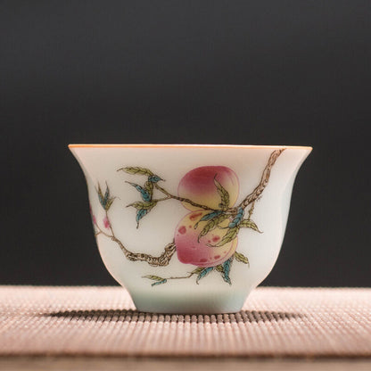 On Sales Chinese Kungfu Tea Cup Porcelain Bird Flower Print 60ml Master Cup New