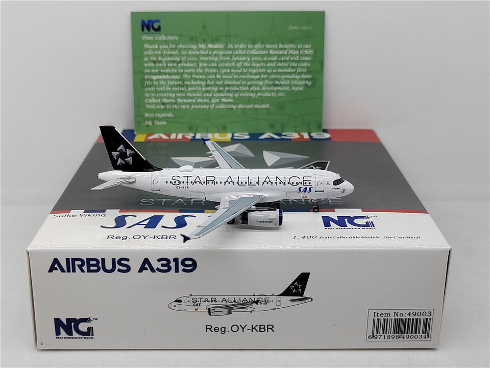 1:400 NG Model SAS STAR ALLIANCE AIRBUS A319 Passenger Airplane Diecast Model