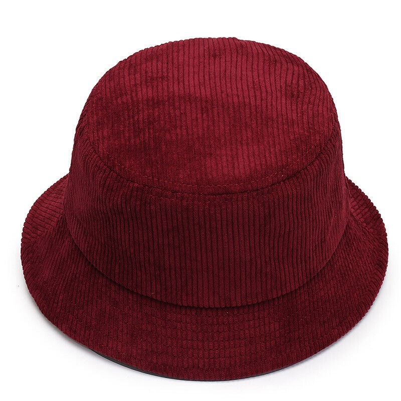 Unisex Bucket Hat Corduroy Panama Cap Fishing Hats Fall Winter Plain Casual Cap