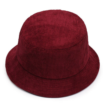 Unisex Bucket Hat Corduroy Panama Cap Fishing Hats Fall Winter Plain Casual Cap