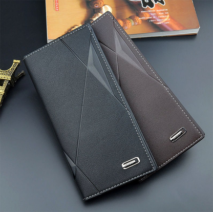 Men's Bifold Leather Wallet Long Zip Clutch Purse Credit Card Holder Handbag