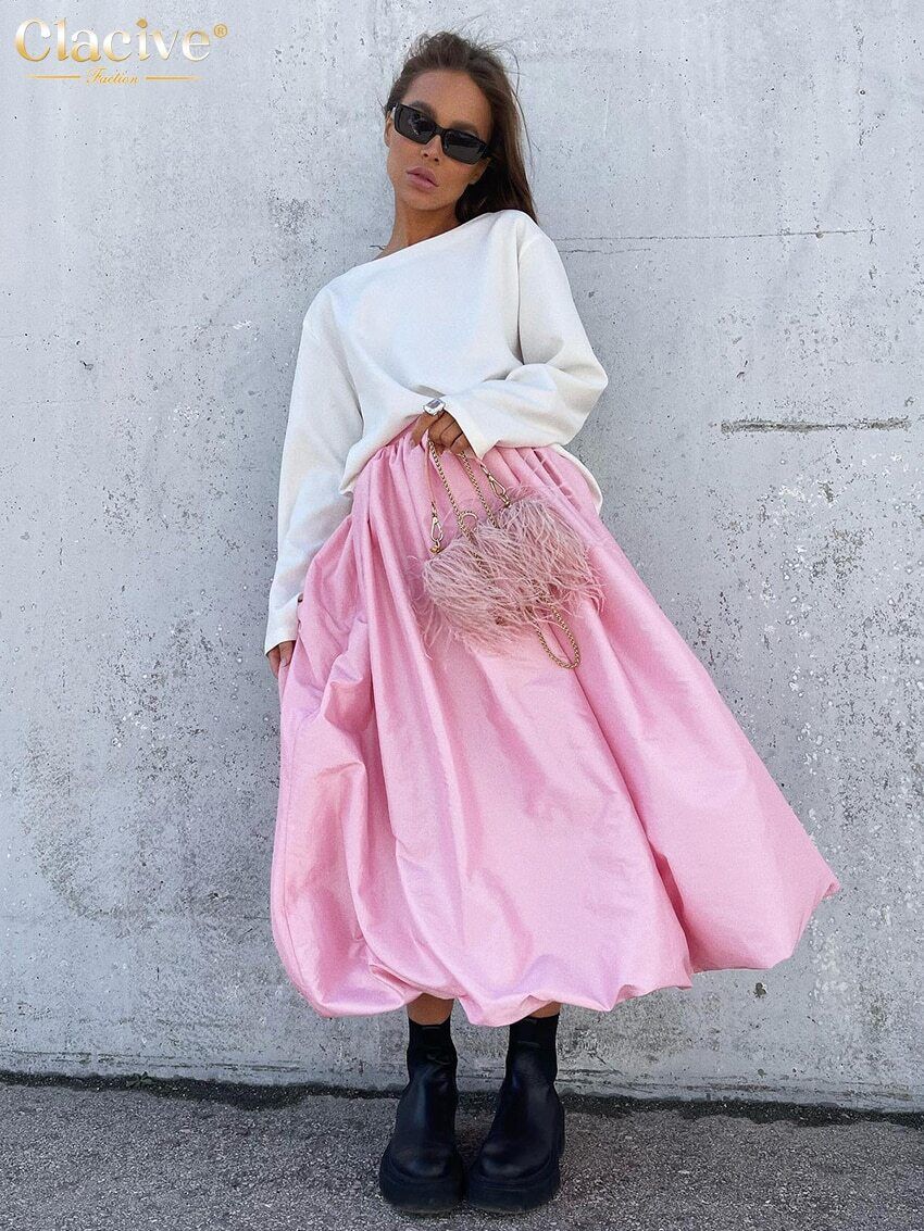 Women Office Lady Ankle-Length Skirt Casual Loose Skirt Female Clothes