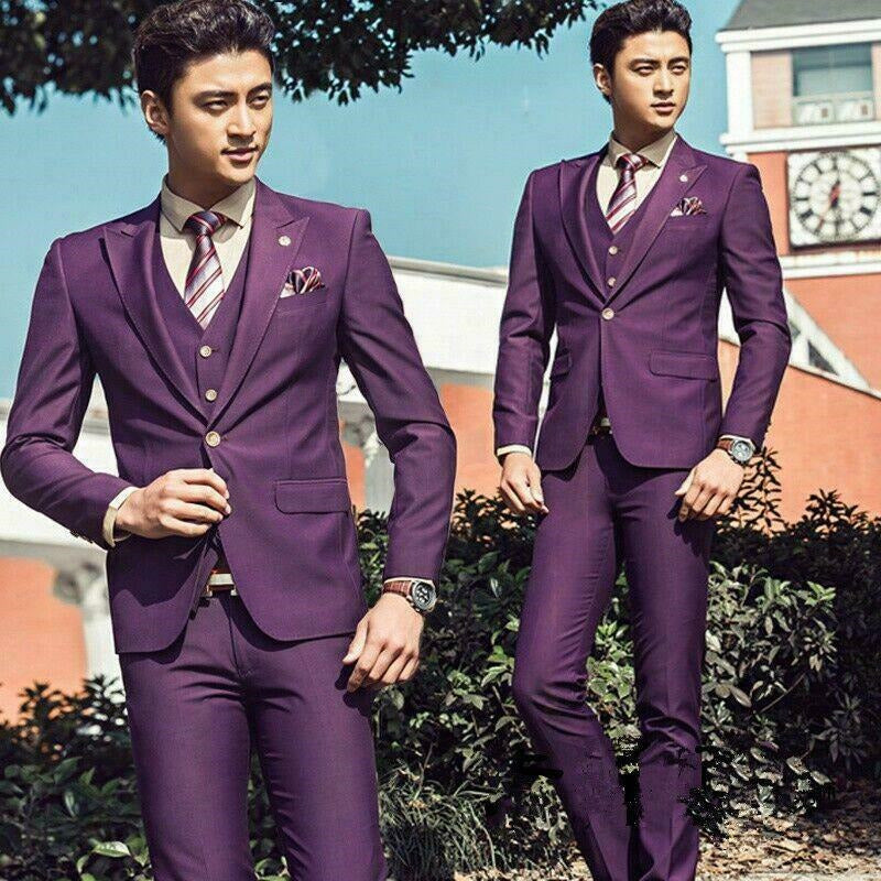 Men's Wedding Suit Business Party Tuxedo Groom Blazers Jacket Vest Pants Set New