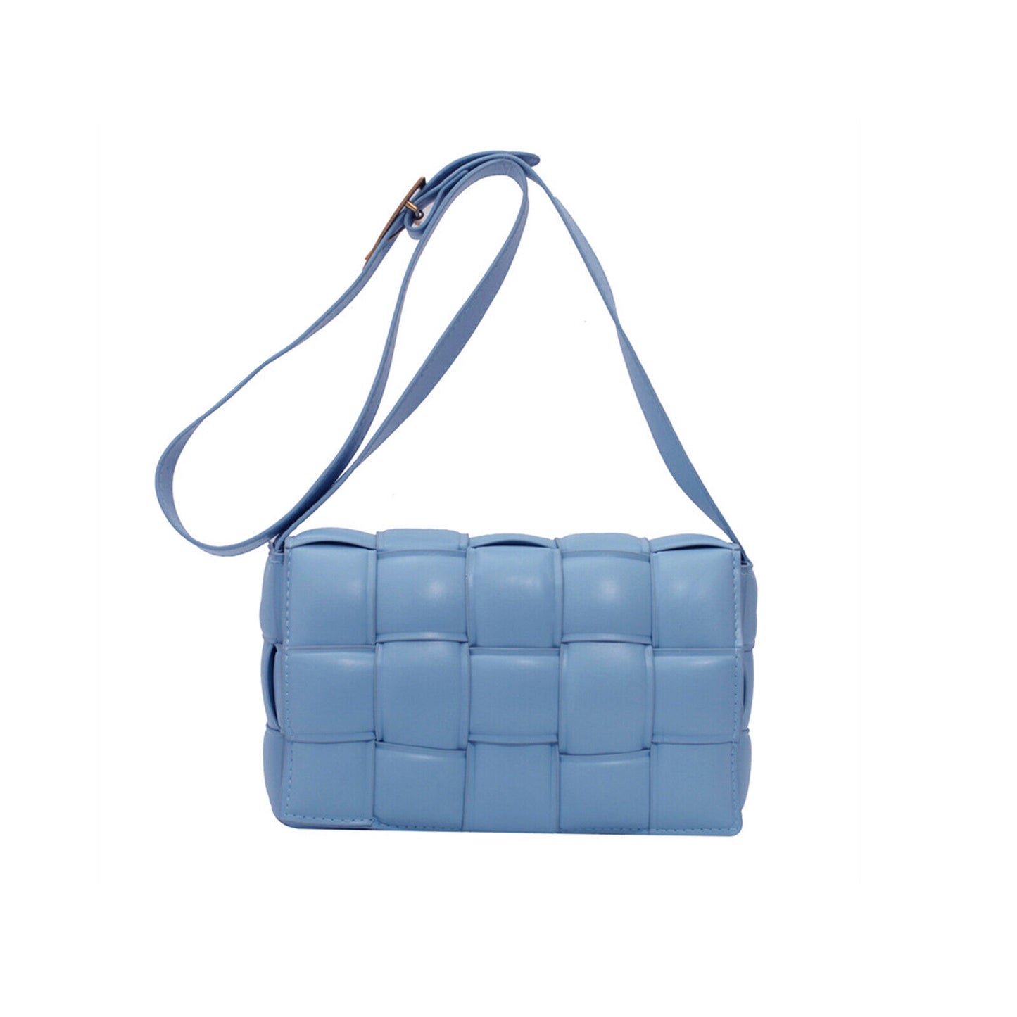 Woven Crossbody Bags for Women Padded Cassette Shoulder Bag Green PU Clutch