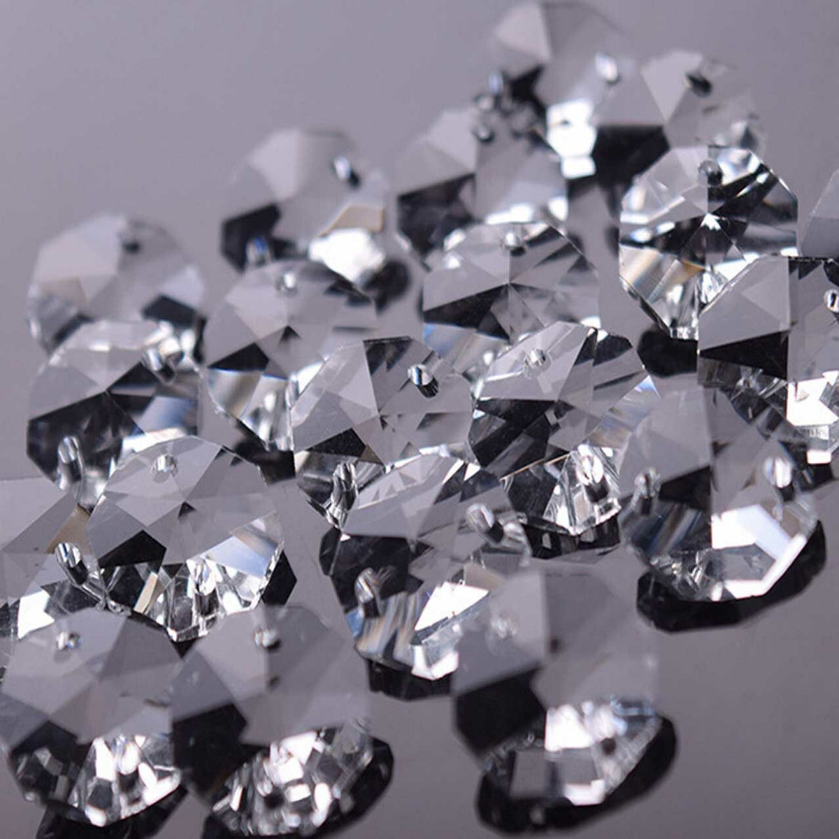 100pcs 16MM Octagon Crystal Glass Chandelier Prisms Beads Lamp Repair Refurbish