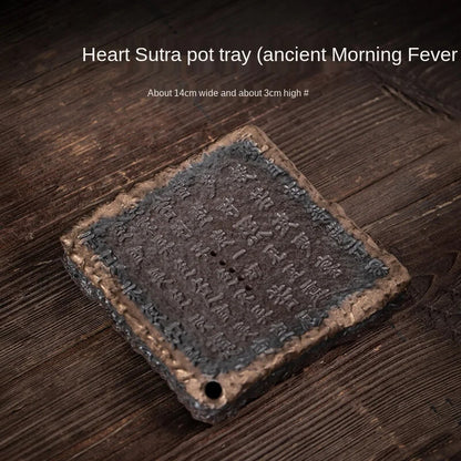 Heart Sutra Stoneware Pot Pot Tray Water Storage Tea Table Pot Mat Pot Tea Tray