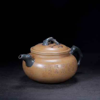 Chinese Yixing Zisha Clay Handmade Exquisite Teapot（梅花仿古 底款：金鼎商标）