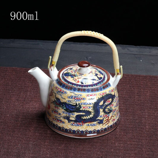 900ml China Porcelain Teapot With Strainer Net High Capacity Tea Pot For Hotel