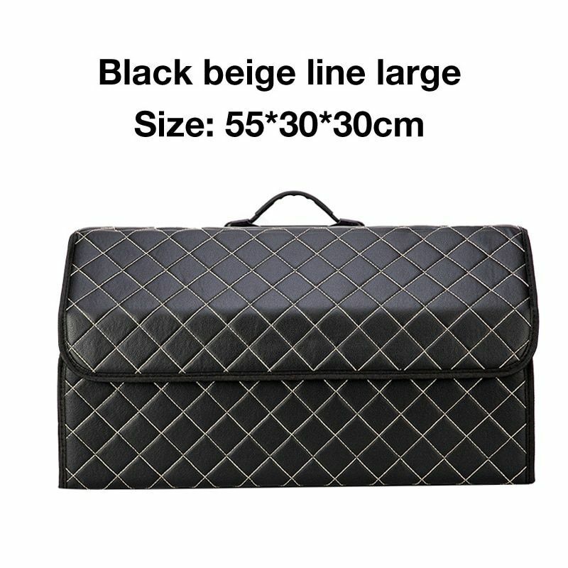 Car Trunk Storage Organizer Bag PU Leather Box Folding Stowing Tidying SUV Broad