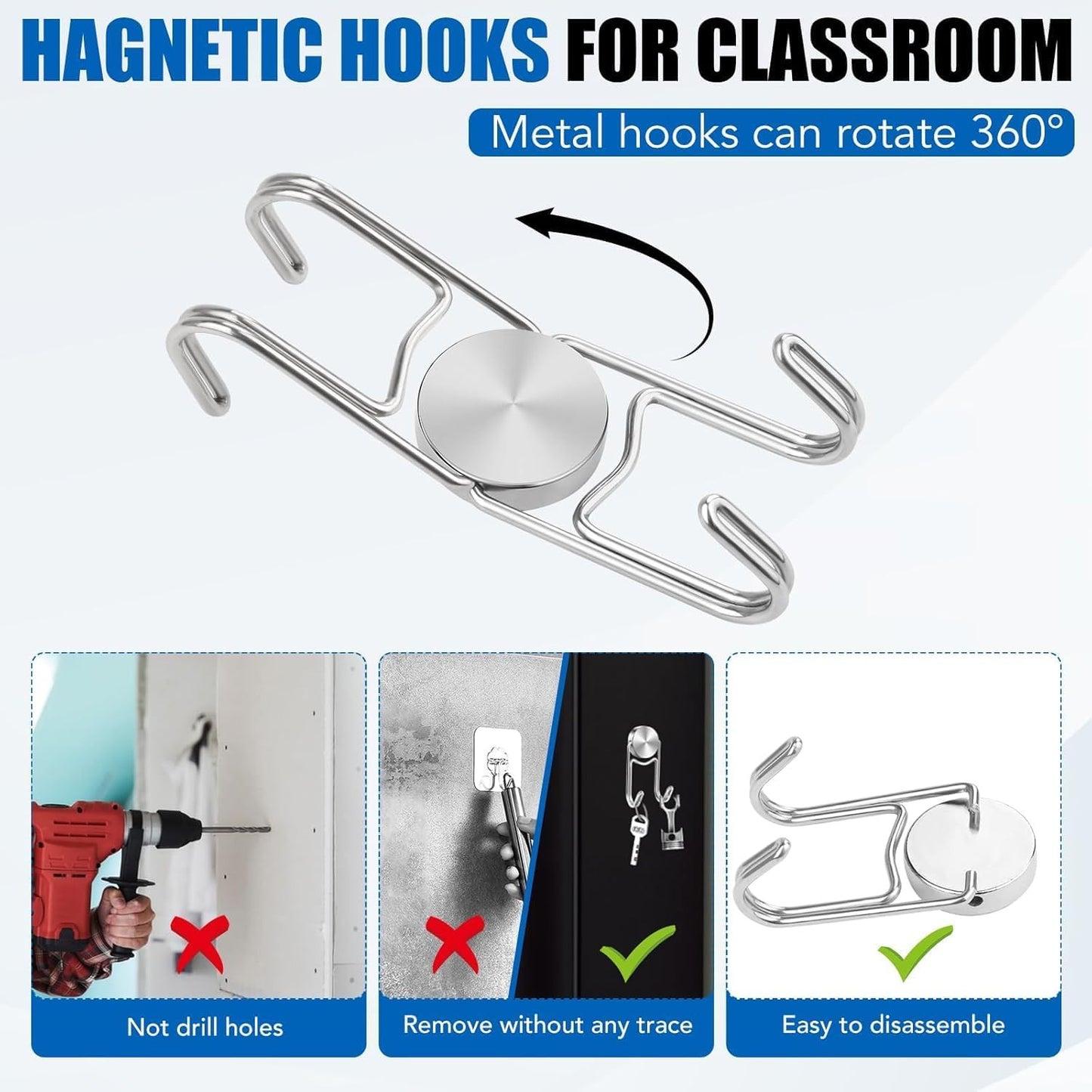Magnet Hooks, Swivel 50Lbs Magnets with Hooks, Heavy Duty Magnet Hook for Cruise