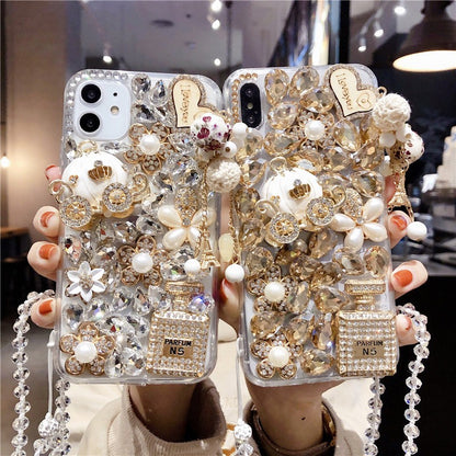 Bling Diamond Pumpkin Carriage Phone Case for iPhone 16 /15//14/13/12/11/X/Xs/XR