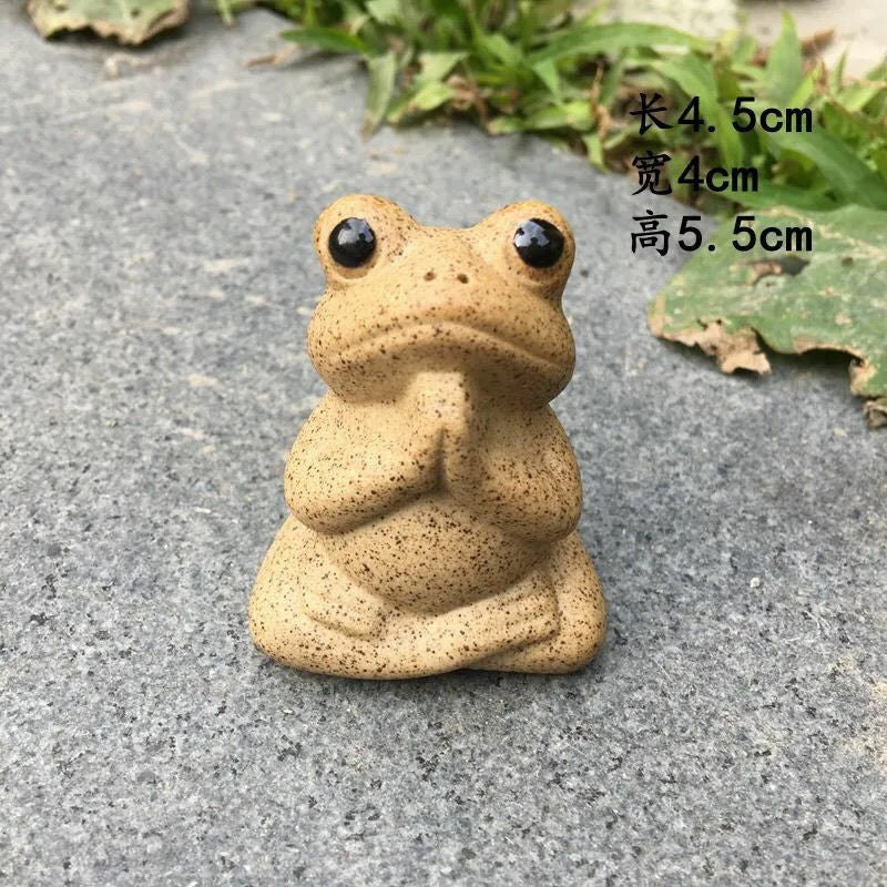Chinese Handmade Porcelain Luck Frog Tea Pet Zen Tea Set Coarse Pottery Collect