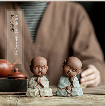 one tea pet zisha purple clay monk Chinese home table decoration ornament new