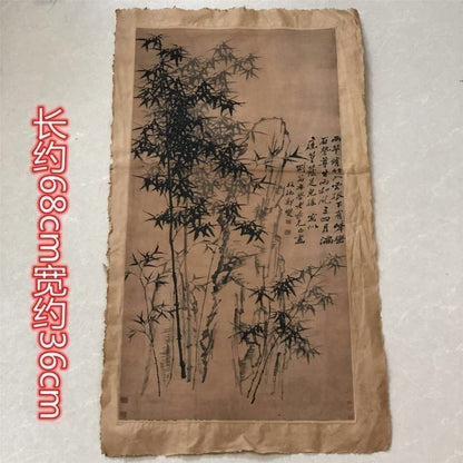 Vintage Zheng Banqiao Ink Bamboo Painting 68x36cm Chinese Wall Art Collectible