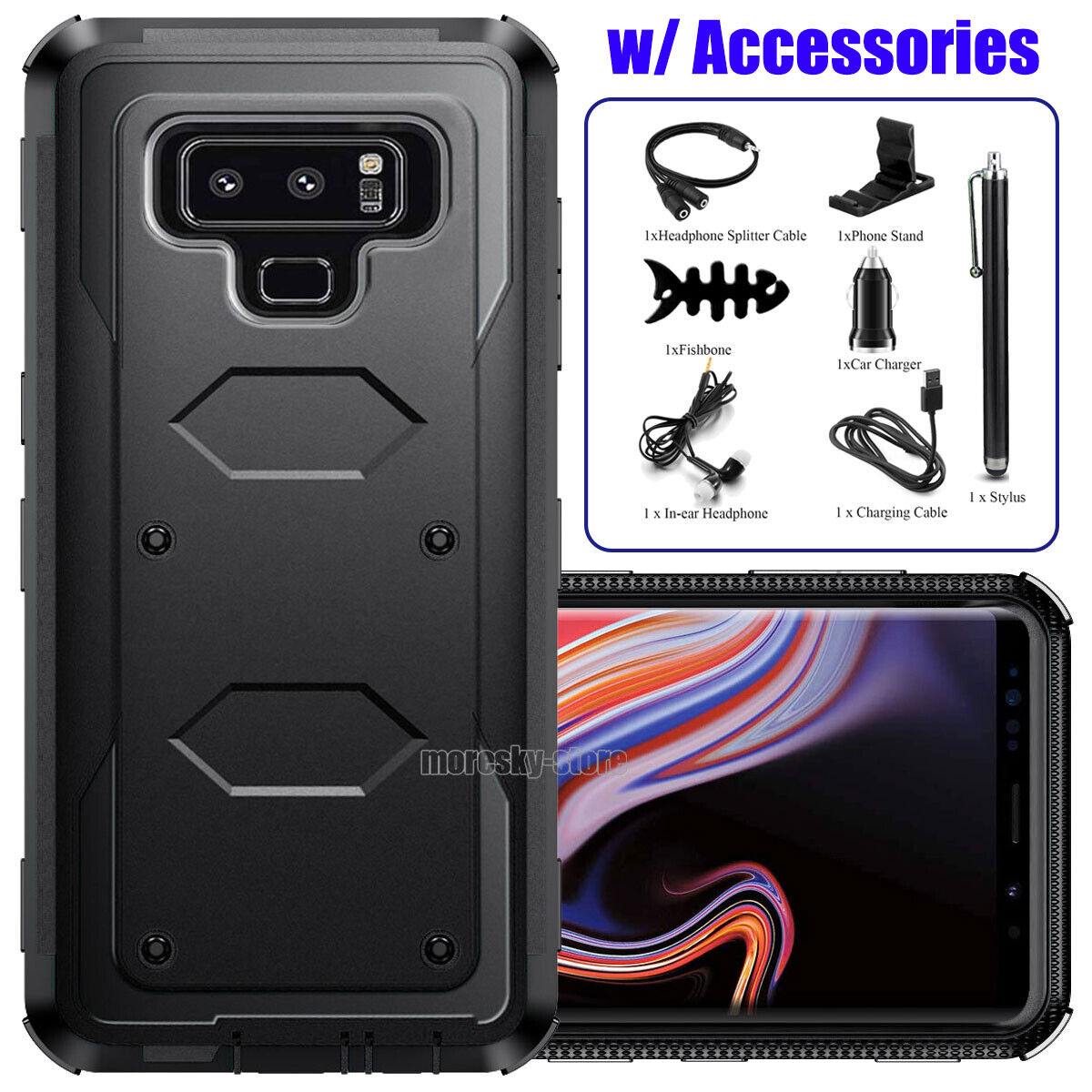 For Samsung Galaxy Note 9 Rugged Hybrid Case Phone Cover w/ Accessory