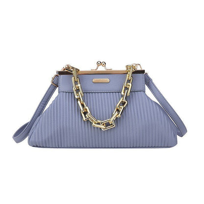 Elegant Clutch Shoulder Bag Chain Handle Handbag Pleated Shoulder Bag 18*31*11CM