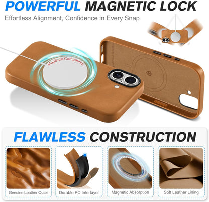Genuine Leather Case for Iphone 17 6.3" 2025 | Compatible with Magsafe, Camera B