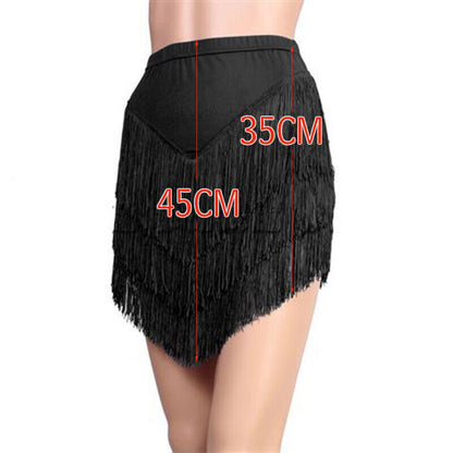 Women Party Ballroom Latin Tango Salsa Dance Dress Fringes Tassels Skirt S-5XL