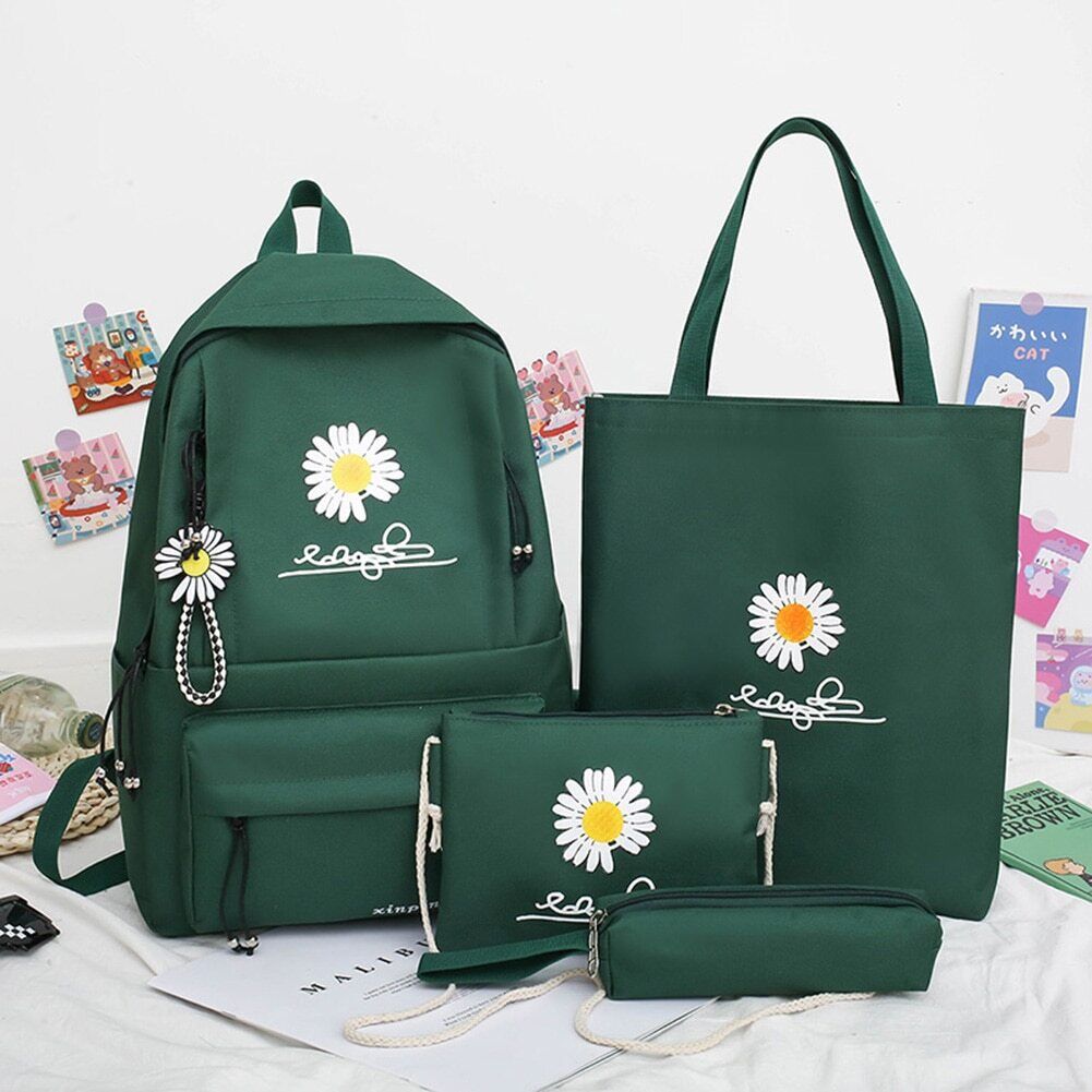 4Pcs/Set Women School Backpacks Schoolbag Teenagers Girls Student Book Bag Boys