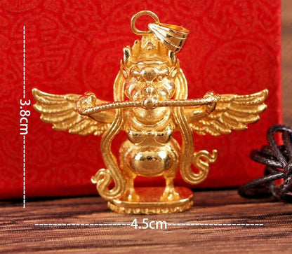 GILT TIBETAN BUDDHIST PENDANT AMULET: GARUDA BIRD KING WITH Decoration GIFT BOX