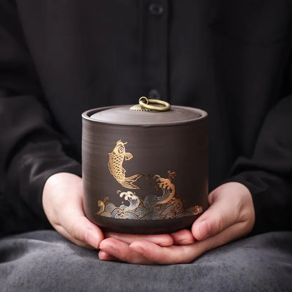 Chinese Ceramic Storage Jar, Purple Clay, Tea Jar, Home Candy Nut Sealed Box