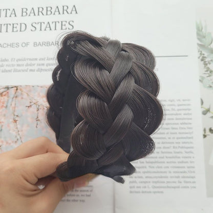 Headband Fishbone Braided Wig Wide Cover White Hair Large Volume Twist Hair Band
