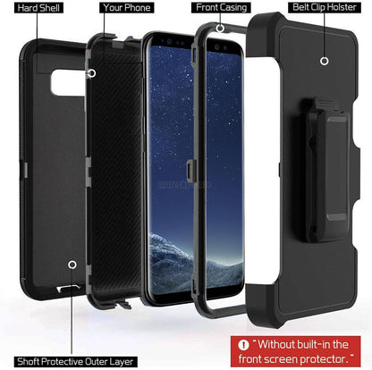 For Samsung Galaxy S8 Plus Heavy Duty Rugged Hard Soft Case / Clip Holster Stand