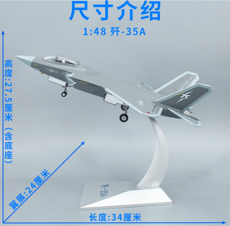 1:48 34CM J-35A Shipborne Fighter Jets Diecast Military Aircraft Airplane Model