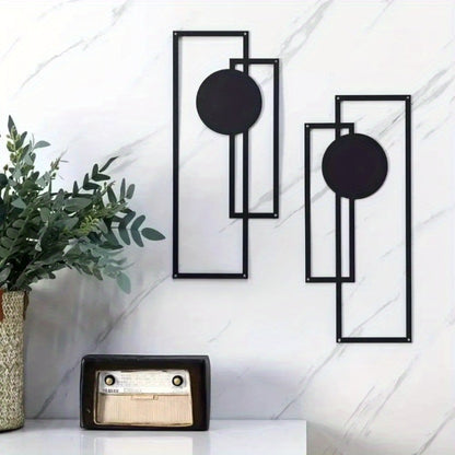 CIFbuy 2 Pcs Metal Wall Art Minimalist Abstract Geometric Home Office Decor