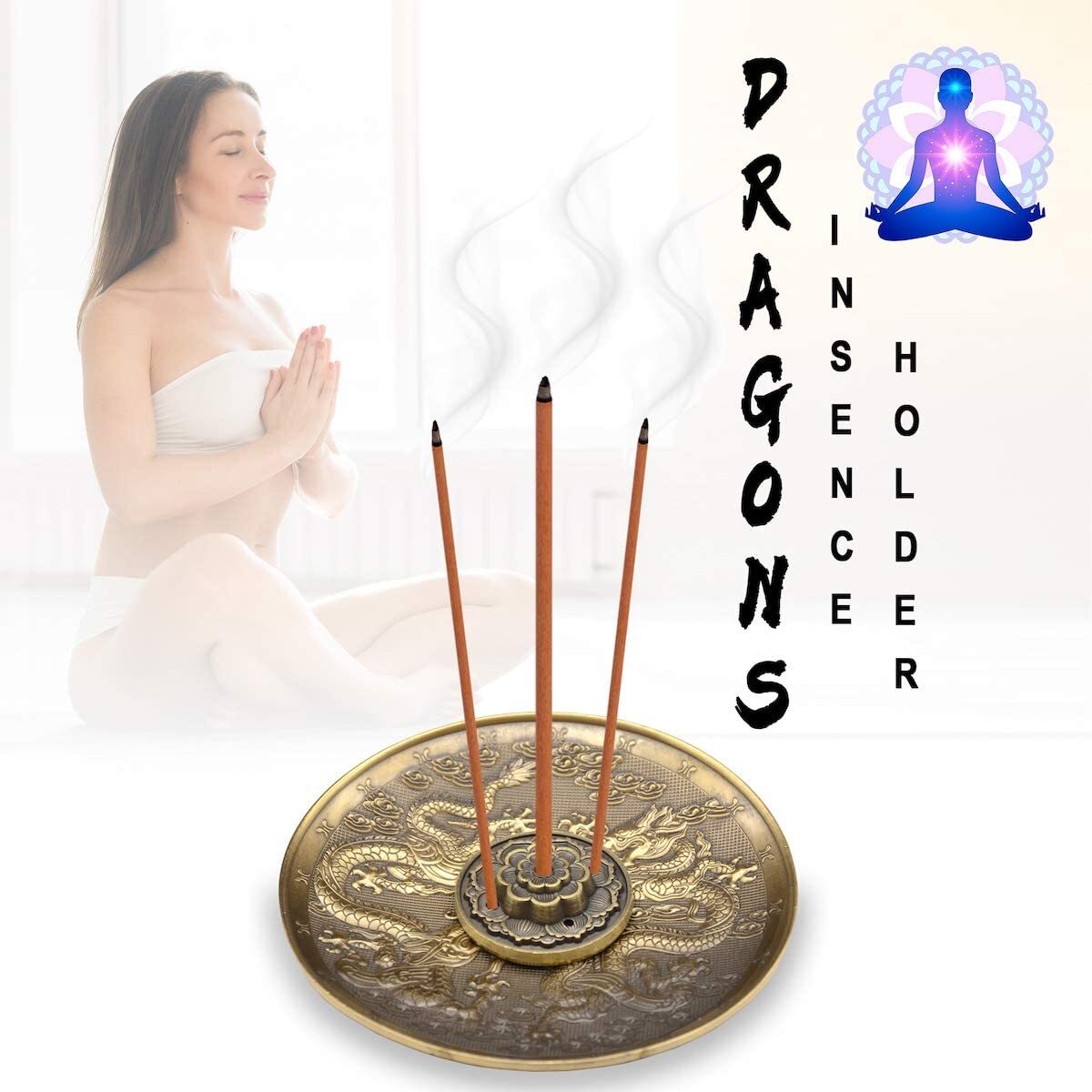4"Incense Stick Holder Brass Incense Burner with Ash Catcher for Meditation Yoga