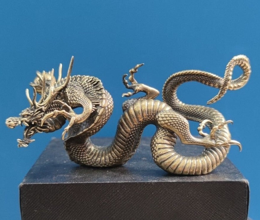 Brass Chinese Holy Dragon Statue Table Decor Collection
