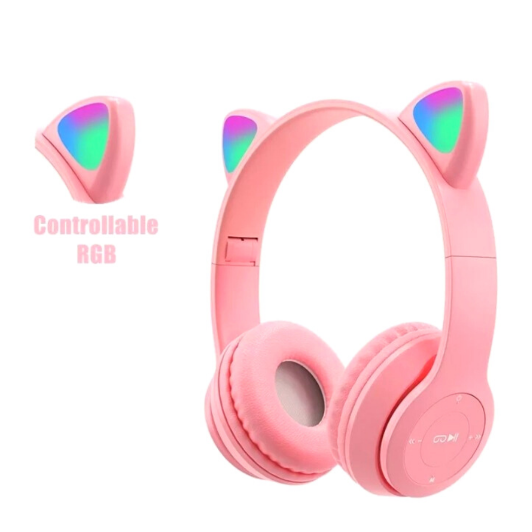 Audifonos Inalambricos Bluetooth 5.0 Cat LED Mic Auriculares para Mujer Niñas