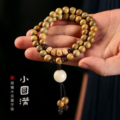 Old Material Green Sandalwood Buddha Bead Bracelet Sandalwood Bracelet