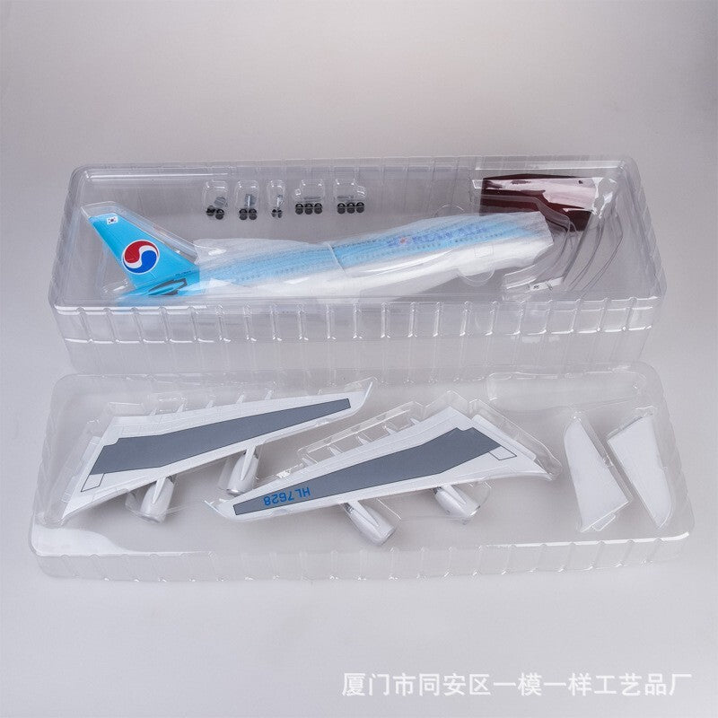 45CM 1:160 Korean Air Model Airlines Airbus A380 Resin Airplane Lamp Sound Model