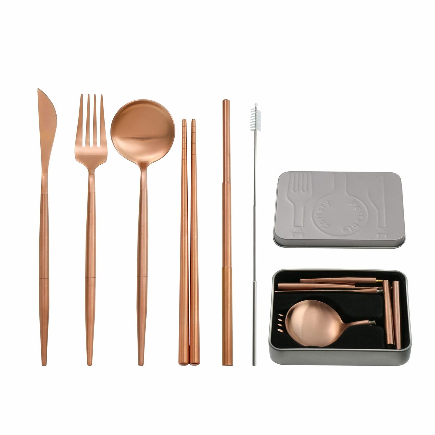 4Pcs/Set Collapsible Tableware Stainless Steel Cutlery Portable Travel Flatware