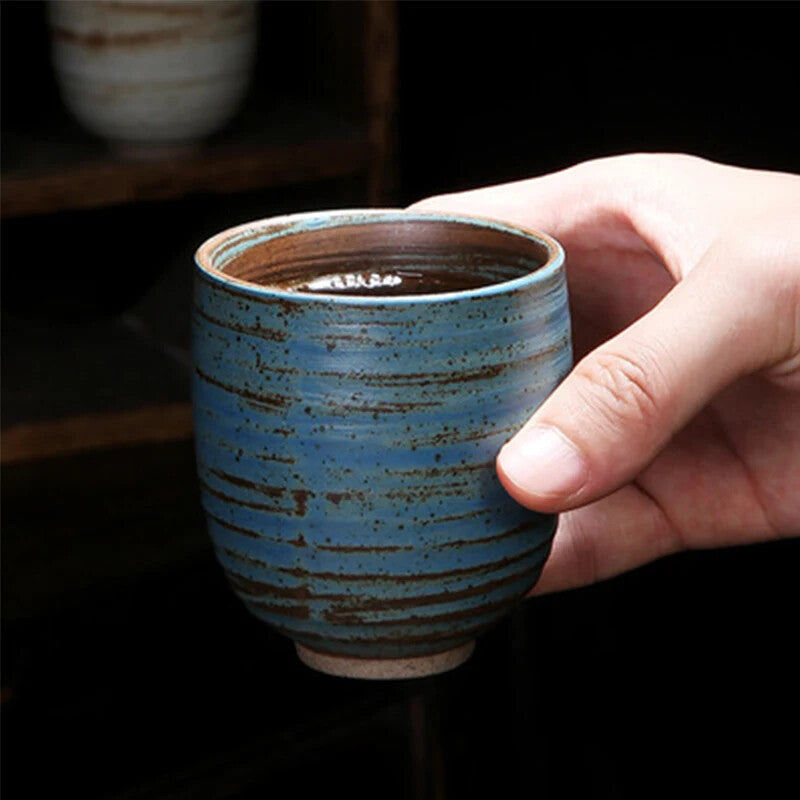 1pc 3.03" Retro Handmade Glaze Tea Cup Kung Fu Teacup Large-capacity Ceramic Cup