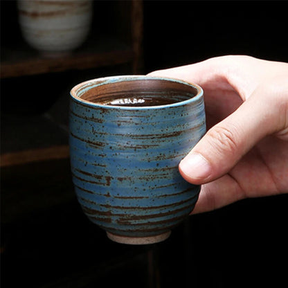 1pc 3.03" Retro Handmade Glaze Tea Cup Kung Fu Teacup Large-capacity Ceramic Cup