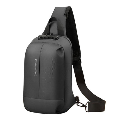 Waterproof Chest Bag Men Anti-theft USB Charging Crossbody Shoulder Bags Travel